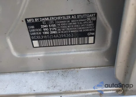 2004 Mercedes-Benz E 320 z USA, uszkodzony, nr VIN WDBUH65J14A394363